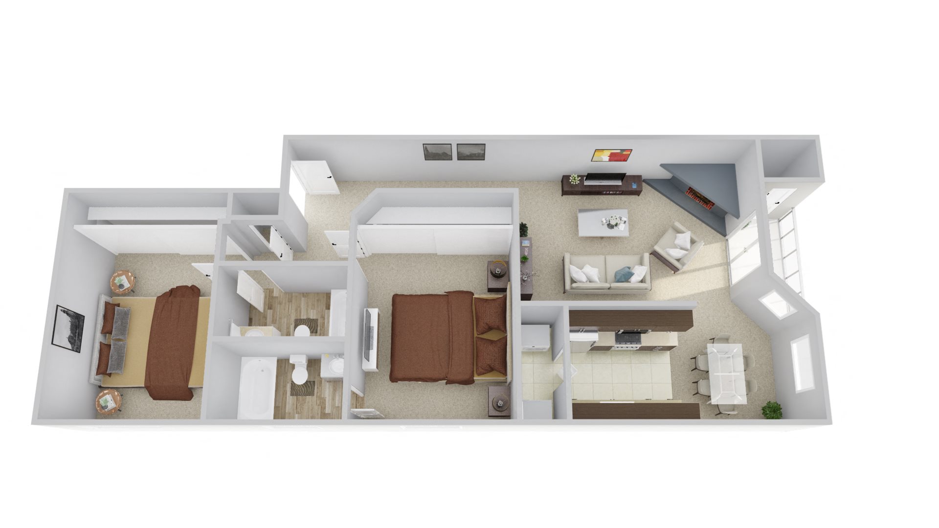 Wellington Apartment Homes The King 3D Floor Plan Wellington Apartment Homes The King 3D Floor Plan